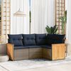 vidaXL 4-teiliges Gartensofa-Set mit Kissen, grau, Polyrattan