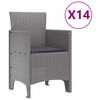 vidaXL Garten Essgruppe 15 pcs Hellgrau Polt Rattan