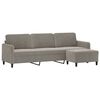 vidaXL 3-Sitzer-Sofa mit Hocker Hellgrau 210 cm Samt