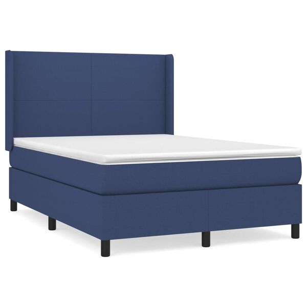vidaXL Boxspringbett mit Matratze Blau 140x190 cm Stoff