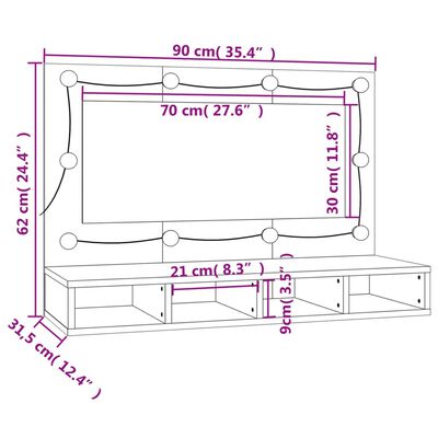 vidaXL Spiegelschrank mit LED Schwarz 90x31,5x62 cm