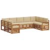 vidaXL Ecksofa Set mit Kissen 9 pcs Natur und Beige Massivholz Akazie