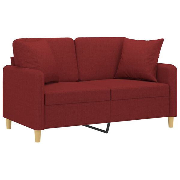 vidaXL 2-Sitzer-Sofa mit Kissen Weinrot 120 cm Stoff