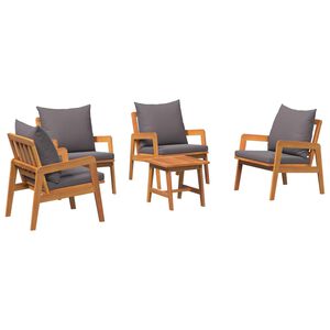 vidaXL Bistrogarnitur mit Kissen 5 pcs Braun Massivholz Akazie