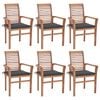vidaXL Essst&uuml;hle 6 Stk. mit Anthrazit Kissen Massivholz Teak