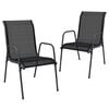 vidaXL Gartenst&uuml;hle 2 Stk. Stahl und Textilene Schwarz