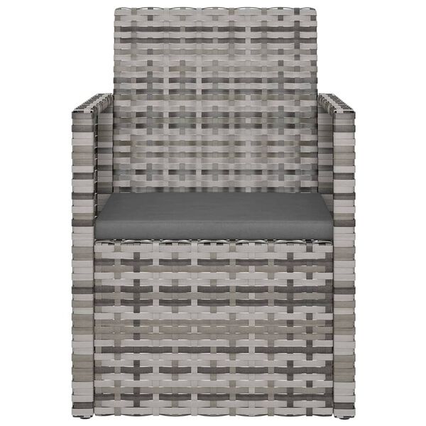 vidaXL Gartensessel mit Kissen Grau Poly Rattan