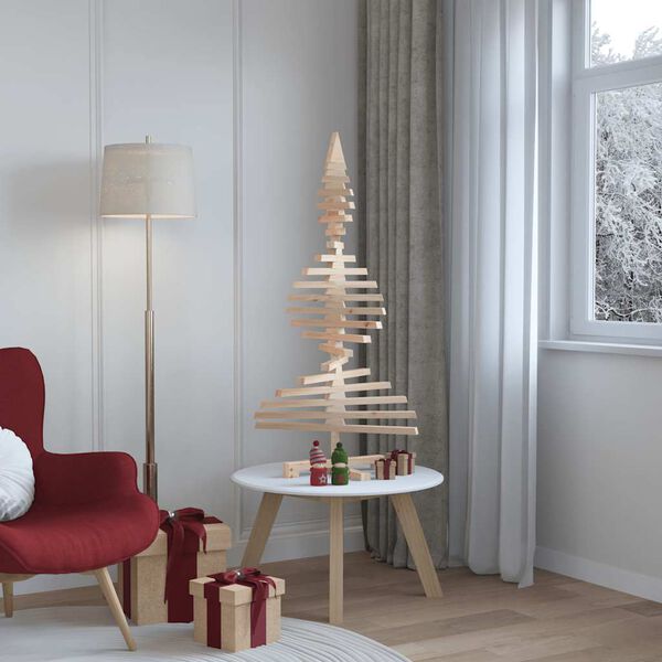 vidaXL Weihnachtsbaum Holz zum Schm&uuml;cken 120 cm Massivholz Kiefer