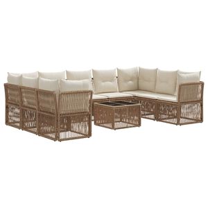 vidaXL Gartensofa-set 10 stk. Beige Poly-Rattan