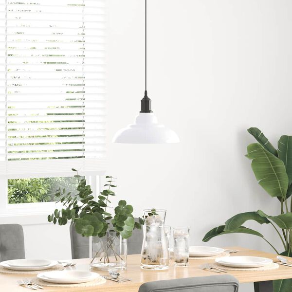 vidaXL Pendelleuchte Höhenverstellbar E27 Weiß Glänzend Ø 31 cm Metall