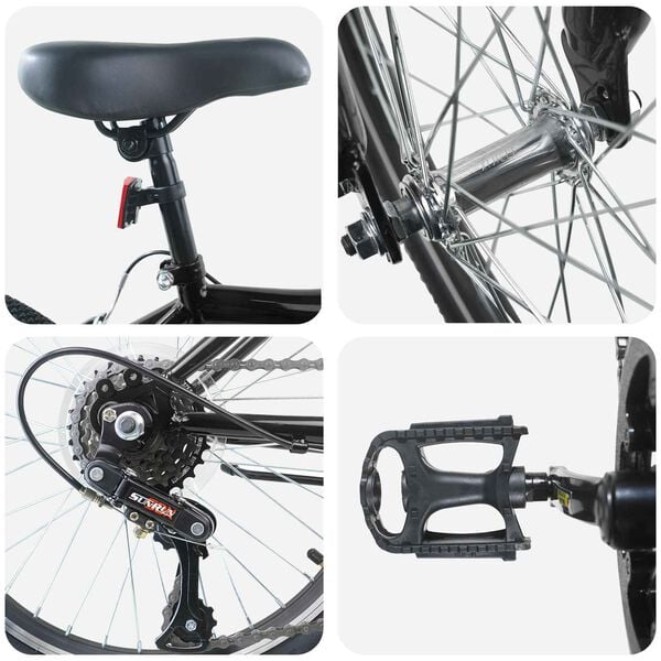 vidaXL Kinderfahrrad 20 Zoll 6-Speed f&uuml;r 6-11 Jahre alt Schwarz