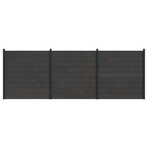 vidaXL zaunset 3 stk. 526 x 186 cm WPC und Aluminium Schwarz