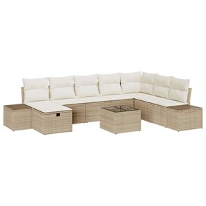 vidaXL Garten-Sofa-Set 9 pcs Beige 55 x 62 x 69 cm Poly Rattan