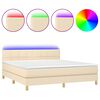 vidaXL Boxspringbett mit Matratze & LED Creme 160x200 cm Stoff