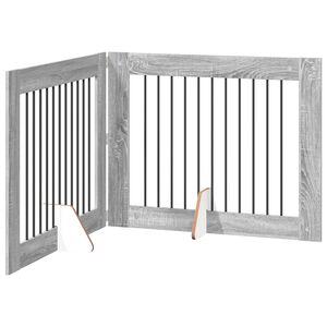 vidaXL Klappbares Hundetor mit St&auml;ndern 2 stk. Sonoma-Grau 200,5 cm