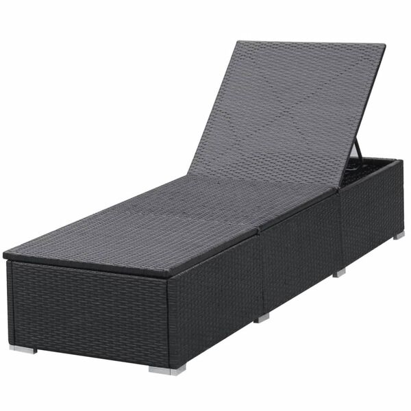 vidaXL Sonnenliegen mit Auflage 2 Stk. Poly Rattan Schwarz