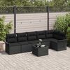 vidaXL Garten-Sofa-Set mit Kissen 7 pcs Schwarz Poly Rattan