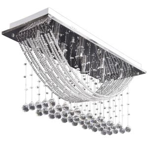 Wei&szlig;e Deckenlampe mit funkelnden Glasperlen 8 x G9 29 cm