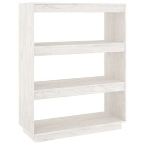 vidaXL B&uuml;cherregal/Raumteiler Wei&szlig; 80x35x103 cm Massivholz Kiefer