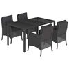 vidaXL 5-tlg. Garten-Essgruppe mit Kissen Schwarz Poly Rattan