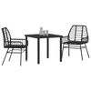 vidaXL Garten Essgruppe 3 pcs Schwarz Poly-Rattan