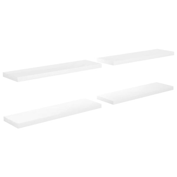 vidaXL Schweberegale 4 Stk. Hochglanz-Wei&szlig; 90x23,5x3,8 cm MDF