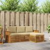 vidaXL Outdoor-Sofagarnitur 4 pcs Natur und Beige Massivholz Akazie