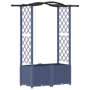 vidaXL Hochbeet mit Rankgitter und Dach Grau 125 x 40 x 138 cm PP