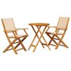 vidaXL 3-tlg. Bistro-Set Beige Stoff und Massivholz