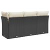 vidaXL Gartensofa mit Kissen 3-Sitzer Schwarz Poly Rattan