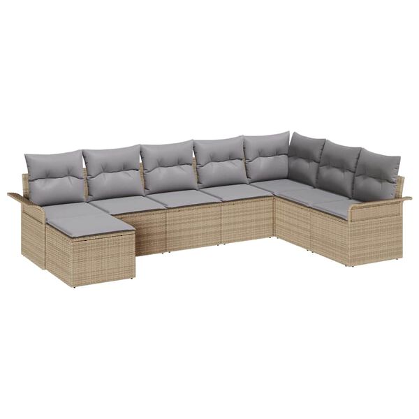 vidaXL Gartensofa-set mit Kissen 8 pcs Beige Poly-Rattan