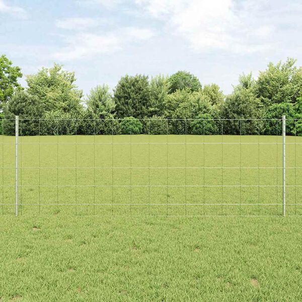 vidaXL Zaun mit Pfosten Silber 0,8 x 25 m Stahl