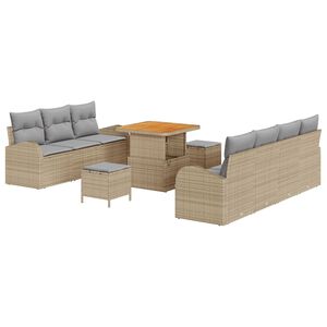 vidaXL Gartensofa-set mit Kissen 10 pcs Beige Poly-Rattan