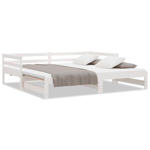 vidaXL Ausziehbares Tagesbett Wei&szlig; Massivholz Kiefer 2x(90x200) cm