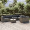 vidaXL 10-tlg. Garten-Lounge-Set mit Kissen Grau Poly Rattan