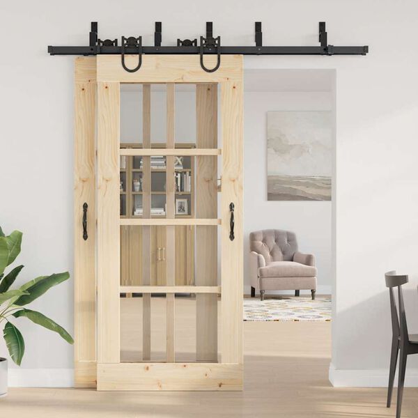 vidaXL Schiebet&uuml;rbeschlag-Set 200 cm Stahl Schwarz