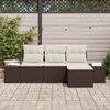 vidaXL Garten-Sofa-Set mit Kissen 4 pcs Braun und Creme Poly-Rattan
