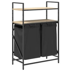 vidaXL W&auml;schekorb 2 F&auml;cher mit Ablagen Sonoma Eiche