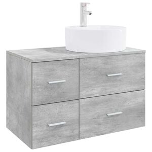 vidaXL Badezimmerm&ouml;bel-Set 2 stk. Betongrau Holzwerkstoff