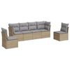 vidaXL 6-tlg. Garten-Sofagarnitur mit Kissen Beige Poly Rattan