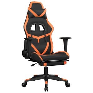vidaXL Gaming-Stuhl mit Massage & Fu&szlig;st&uuml;tze Schwarz Orange Kunstleder