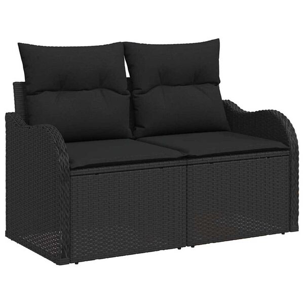 vidaXL Gartensofa-set mit Kissen mit Kissen 5 pcs Schwarz Poly Rattan