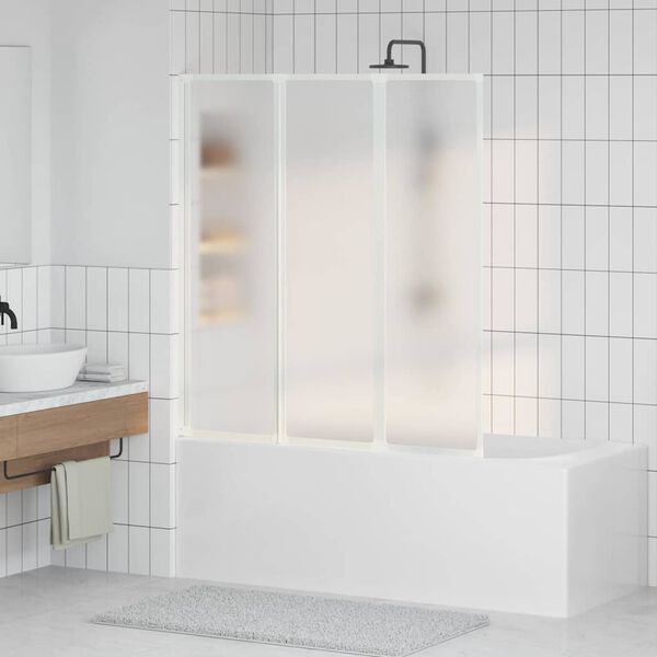 vidaXL Badewannenbildschirm Matt 132 x 140 cm Aluminium & PP-Paneel