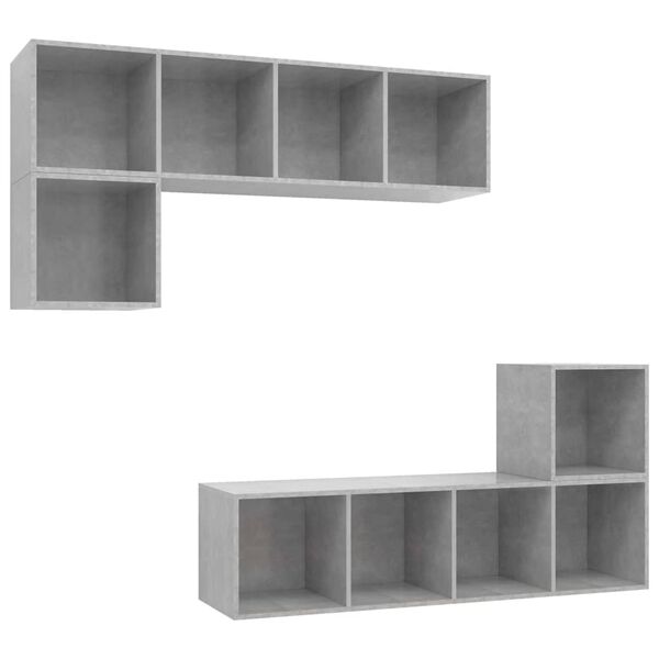 vidaXL 4-tlg. TV-Schrank-Set Betongrau Holzwerkstoff