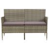 vidaXL Gartensofa 3-Sitzer mit Kissen Grau Poly Rattan
