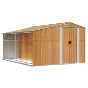 vidaXL Ger&auml;tehaus Hellbraun 277x365,5x179 cm Verzinkter Stahl
