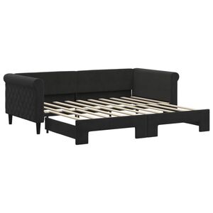 vidaXL Tagesbett Ausziehbar Schwarz 90x190 cm Samt