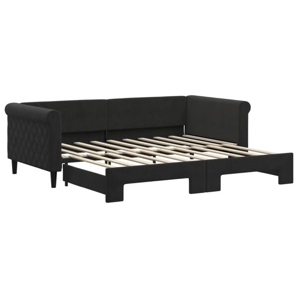 vidaXL Tagesbett Ausziehbar Schwarz 90x190 cm Samt