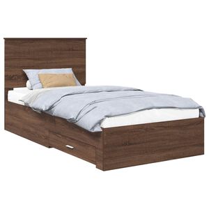 vidaXL Bettrahmen Braune Eiche und Silber 90 x 200 cm Holzwerkstoff