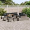 vidaXL Gartensofa-set mit Kissen 14 pcs Grau Poly-Rattan